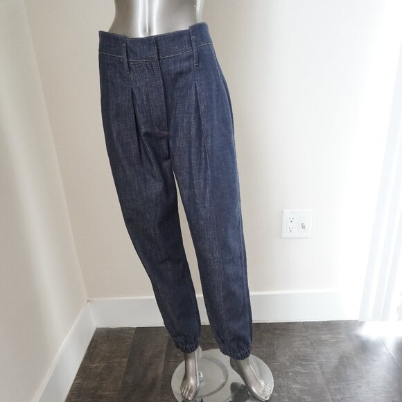 Brunello Cucinelli Denim - Brunello Cucinelli Monili Jeans Blue Denim Trousers Elastic Hem Size 6 New $1795